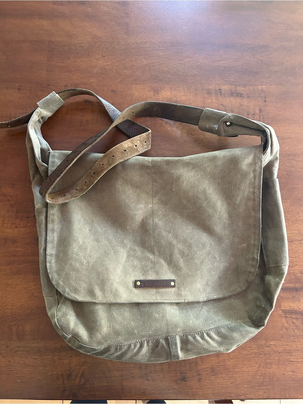 Rare Peg and Awl Canvas Fitch Messenger Bag - Olive Brown